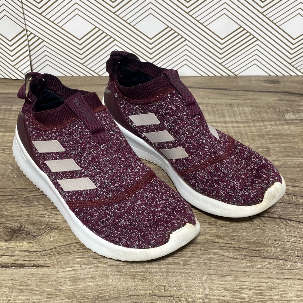 adidas cloud foam Burgundy and White Athletic Shoes